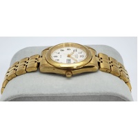 Citizen Quartz Ladies Gold Tone Watch White Dial Day Date 5 Bar WR