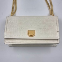 Oroton Mezzo White Croc Embossed Leather Clutch Handbag with Chain