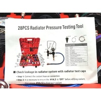 28PC Universal Radiator Pressure Tester Vacuum Kit Cooling Leak Tool