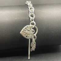 Ladies 925 Sterling Silver Byzantine Link Bracelet