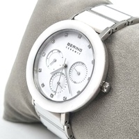 Bering Womens Ceramic Chronograph Quartz Silver White Watch 11438-754