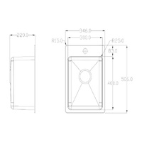 Memo Hugo Compact Sink 1 Taphole Stainless Steel 2402710 346x506x220mm