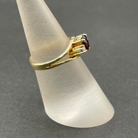 Ladies 14ct Yellow Gold Red Heart Shape Gemstone Ring