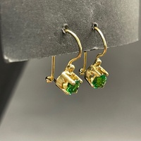 Ladies 18ct Yellow Gold Green Gemstone Dangle Earrings