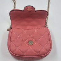 Guess Pink Quilted Mini Crossbody Bag with Chain Strap Flap Closure
