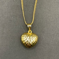 Ladies 18ct Yellow Gold Fancy Link & Heart Pendant Necklace