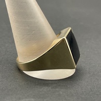 Men's 9ct Yellow Gold Black Onyx Gemstone Ring