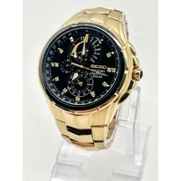 Seiko V198-0AB0 44mm Gold Plated Diamond Coutura Solar Perpetual Watch