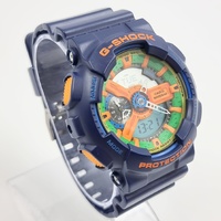 Casio G-Shock GA-110FC-2AJF Navy Blue Orange Green Analog Digital Watch
