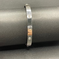 Large View Ladies 18ct Solid White Gold Diamond Oval Bangle