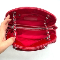 Chanel Red Quilted Patent Leather Just Mademoiselle Bowling Shoulder Bag