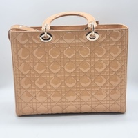Christian Dior Lady Dior Large Nude Beige Patent Leather Cannage Handbag