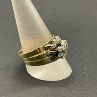 Ladies 9ct Yellow Gold 3 Set Diamond Rings