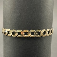 Large View Mens 9ct Yellow Gold Curb Link Bracelet
