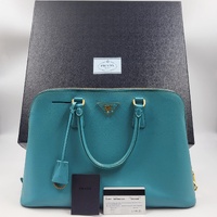 Prada Saffiano Mint Green Tote Bag ML0812 Top Handle Lux Purse Authenticity Card