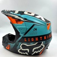 Large View Fox V2 Vicious Army MX Helmet Aqua Orange XL 61-62cm Fiberglass Shell