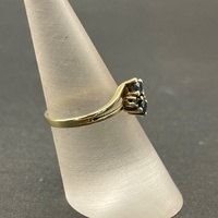 Ladies 9ct Yellow Gold Blue Gemstones and Diamonds Ring