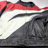 RJays Mens Leather Motorcycle Jacket Size 54 Red Black White Racing