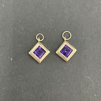 Ladies 9ct Yellow Gold Purple Gemstone Set of Pendants