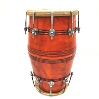 Large View Dholak Honey Colour Bolt Clasp Drum with Carry Bag Portable Hand Drum