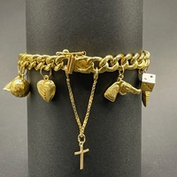 Ladies 22ct Yellow Gold Curb Link Charm Bracelet