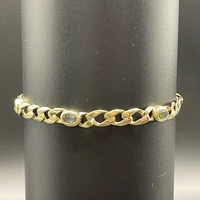 Ladies 9ct Yellow Gold Curb Link Multi Stone Bracelet