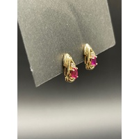 Ladies 9ct Yellow Gold Gemstone Stud Earrings
