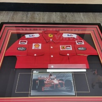 Ferrari Michael Schumacher Signed Photo and Red Team Shirt Framed F1
