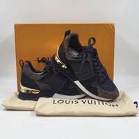 Louis Vuitton Run Away Sneakers Womens 36 Black Suede with Certificate