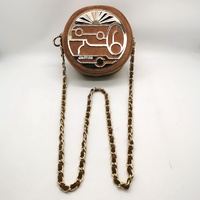 Oroton Suede Round Shoulder Bag Chain Strap Emblem Design Vintage Style