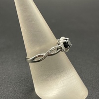 Ladies 18ct White Gold Natural Diamond and Sapphire Ring