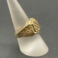 Mens 9ct Yellow Gold Shield Ring