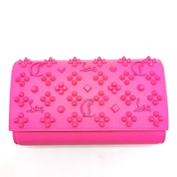 Christian Louboutin Paloma Pink Studded Leather Chain Clutch Bag with COA