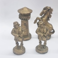 Vintage Metal Chess Set Brass Bronze Chessmen 32 Piece Mid Century