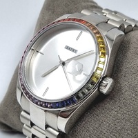 Saint Morta De Couler Silver Iced Rainbow Mens Watch Quartz Steel