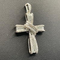 Ladies 925 Sterling Silver Natural Diamond Cross Pendant
