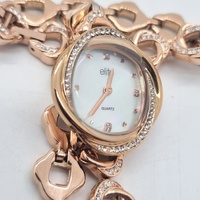 Elite 5089017 Rose Gold Crystal Watch and Bracelet Set Mother of Pearl Dial