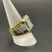 Mens 9ct Yellow Gold Natural Diamond Cluster Ring