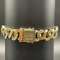 Mens 9ct Yellow Gold Diamond Cut Curb Link Bracelet