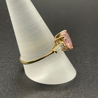 Ladies 14ct Yellow Gold Pink Heart Shape Gemstone Ring