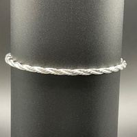 Ladies 925 Sterling Silver Twisted Round Bangle