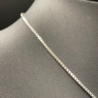 Ladies 925 Sterling Silver Box Link & Red Gemstone Necklace