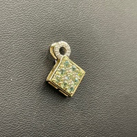 Ladies 10ct Yellow Gold Green Gemstone & Diamond Pendant