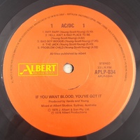 AC/DC If You Want Blood Vinyl LP 1987 Australian Reissue Albert APLP-034