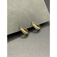 Ladies 9ct Yellow Gold Diamond Hoop Earrings