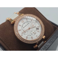 Michael Kors Womens Parker Chrono Two Tone Stainless Steel Glitz Watch MK5774