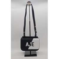 AJE Chance Leather Crossbody Bag Black and White Genuine Leather