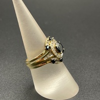 Ladies 9ct Yellow Gold 3 Piece Natural Diamond Ring Set