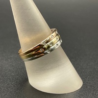 Ladies 9ct Three Tone Gold Natural Diamond Multi Row Ring