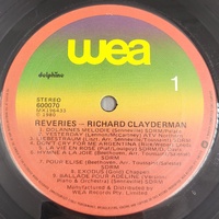 Richard Clayderman Reveries Vinyl LP Record Romantic Piano Classics